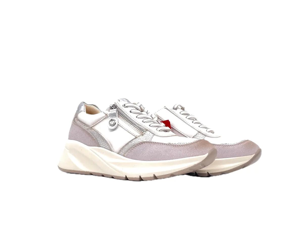 XTI Sneaker donna bianca e argento con zip
