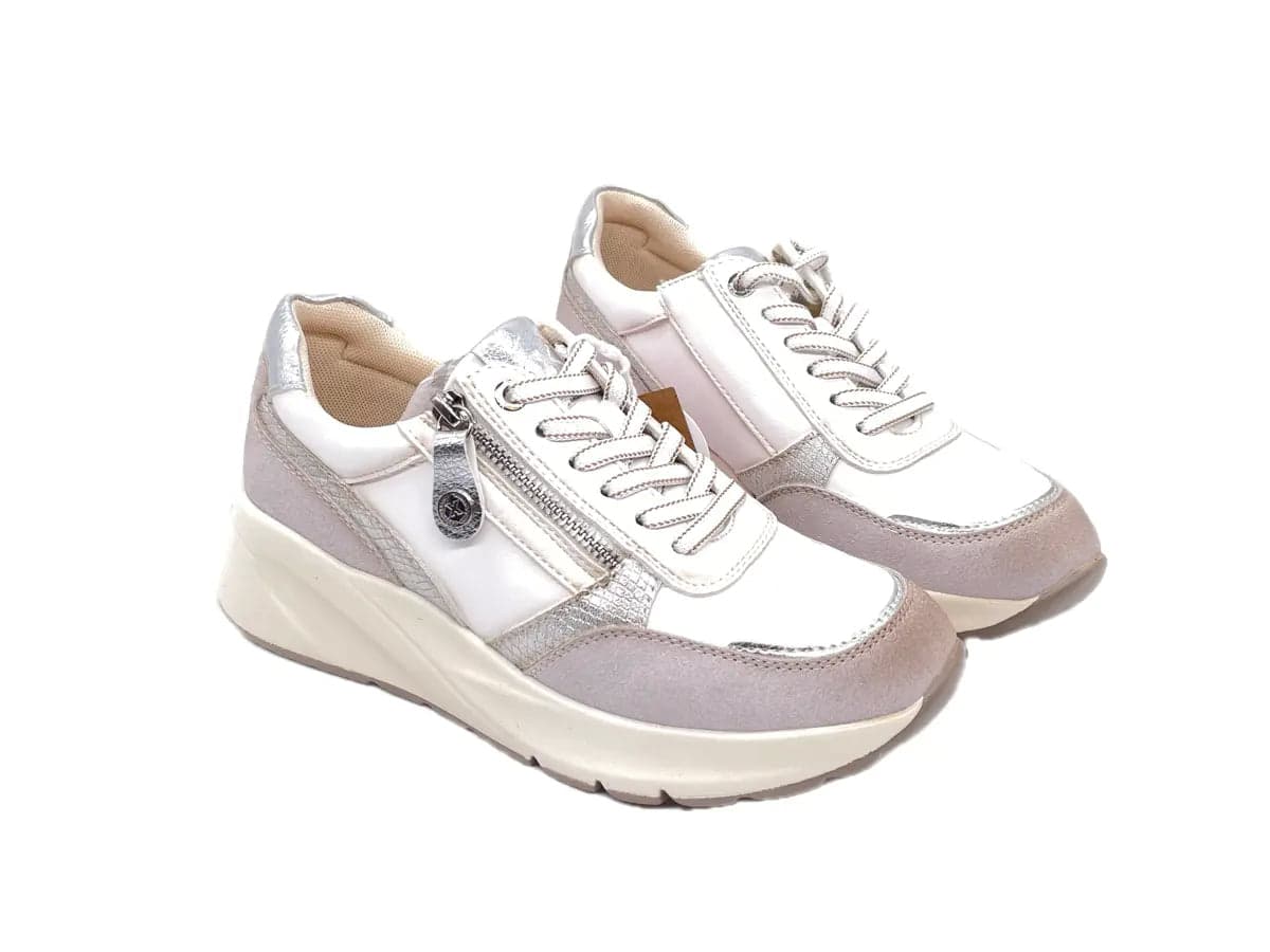 XTI Sneaker donna bianca e argento con zip in Sneaker casual Calzature Durello - Agna, commercioVirtuoso.it