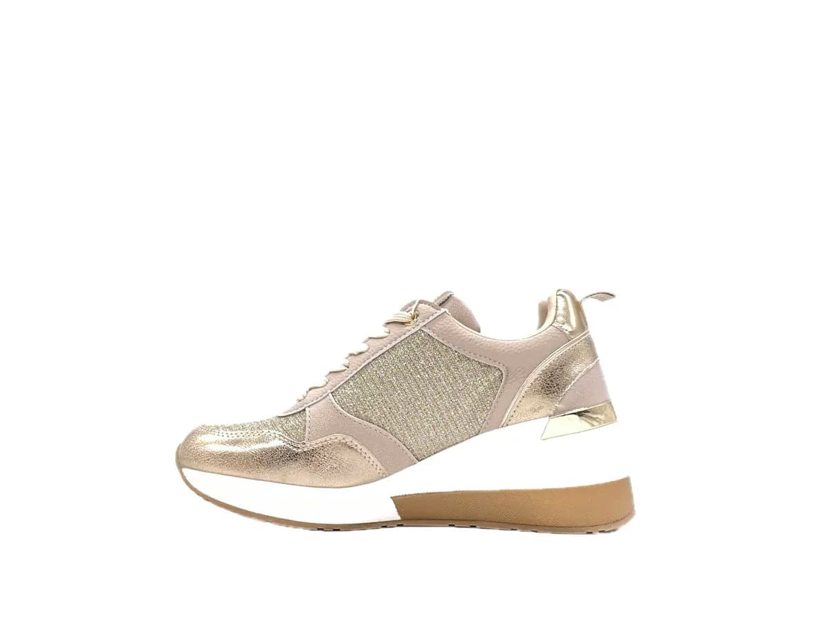 XTI Sneaker donna Zeppa color oro glitterato in Sneaker casual Calzature Durello - Agna, commercioVirtuoso.it