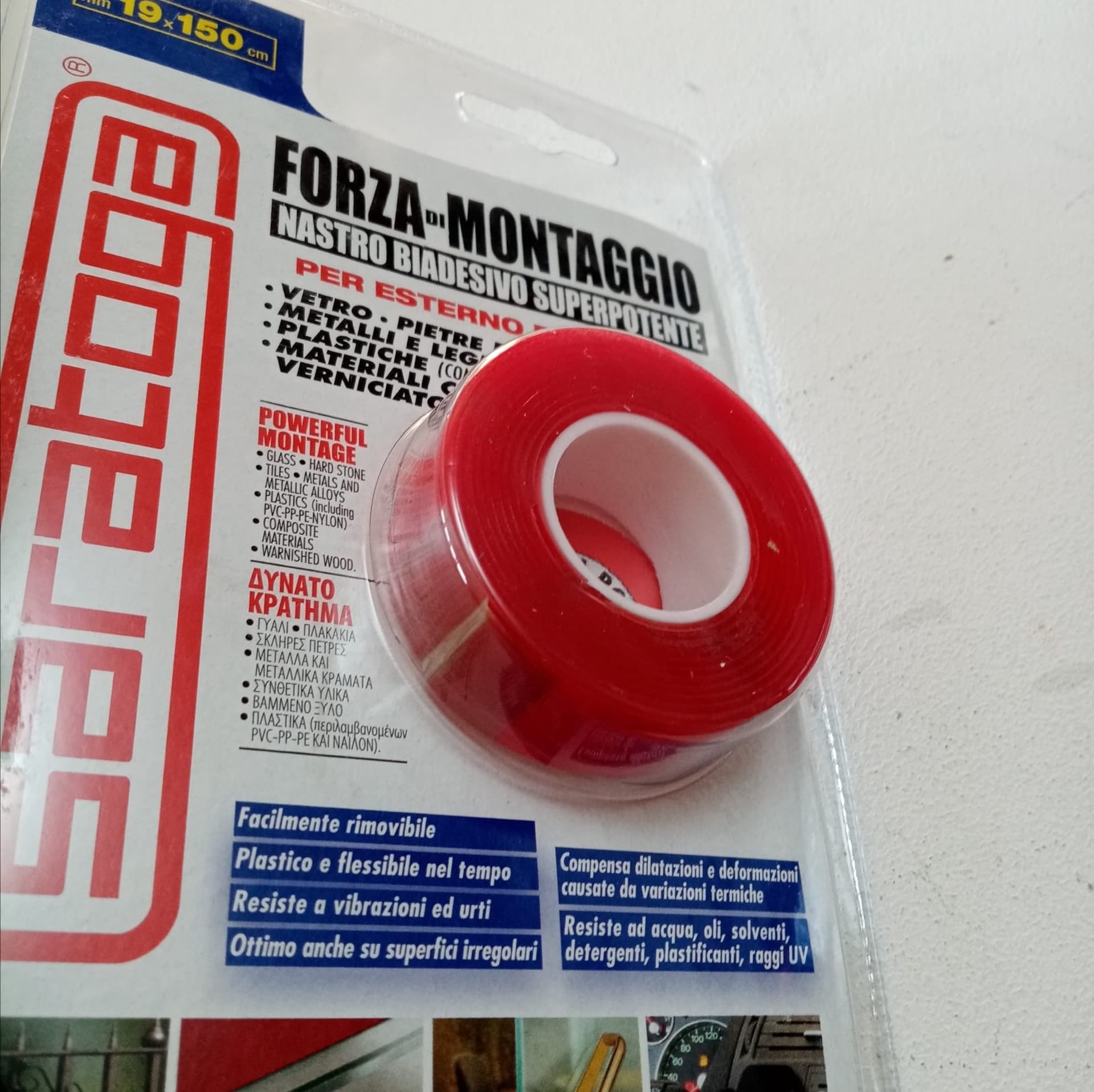 Saratoga Forza di Montaggio 19 x 1,5mt nastro biadesivo trasparente per interni ed esterni in Nastro di montaggio Aloiserw.com - Altomonte, commercioVirtuoso.it