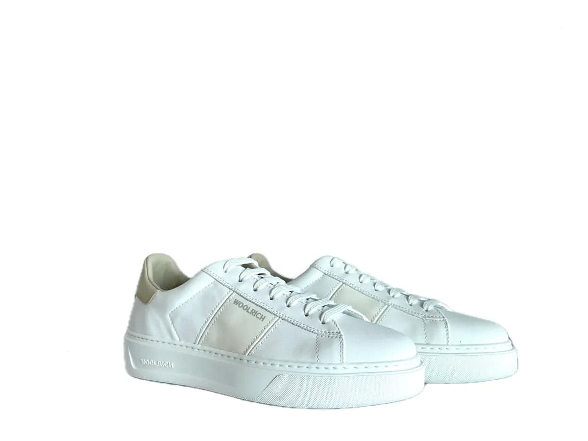 WOOLRICH Sneaker donna pelle bianco e beige