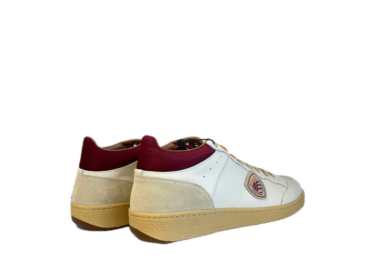 BLAUER Sneaker mid uomo Murray 10 in pelle white orange in Sneaker casual Calzature Durello - Agna, commercioVirtuoso.it
