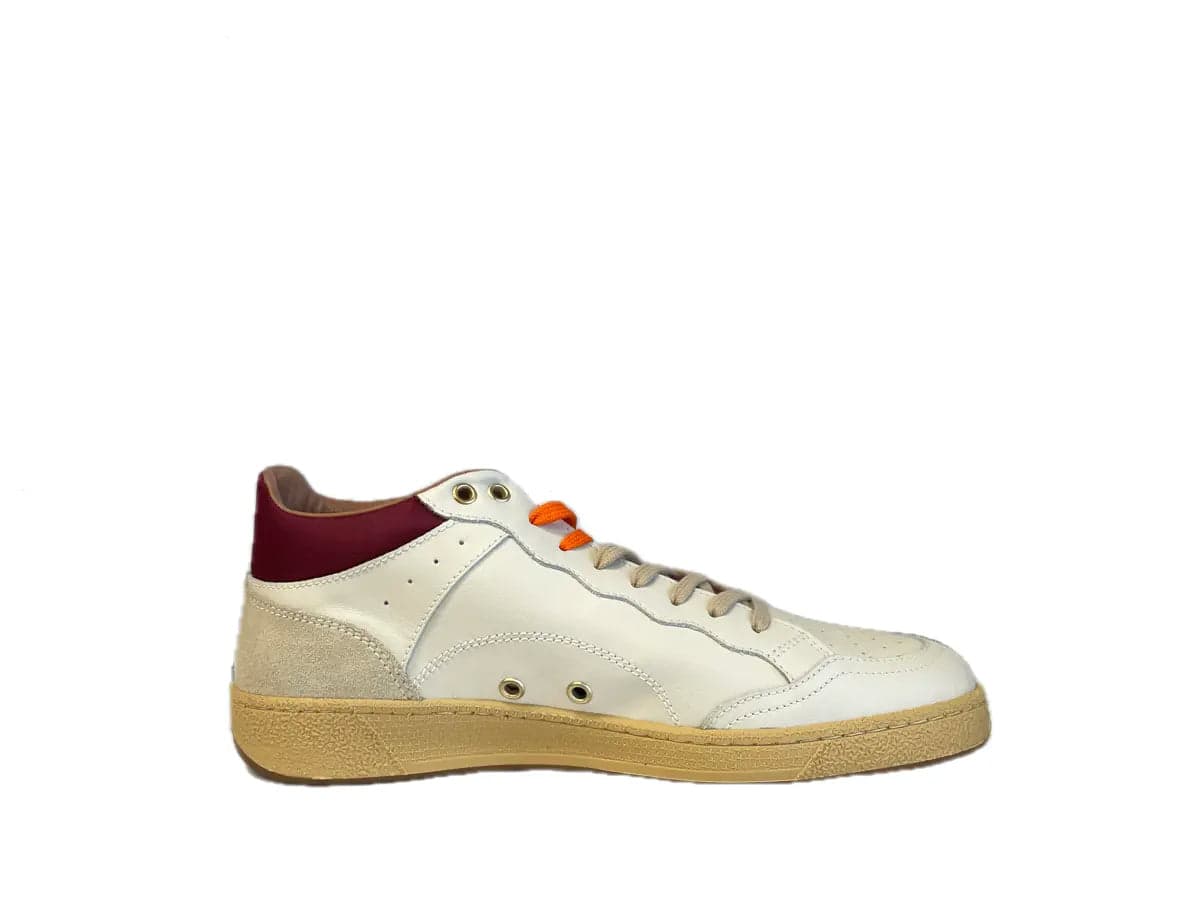 BLAUER Sneaker mid uomo Murray 10 in pelle white orange in Sneaker casual Calzature Durello - Agna, commercioVirtuoso.it