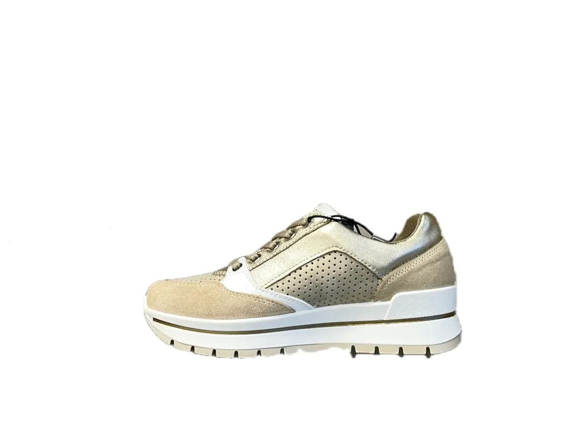 IGI &amp; CO Sneaker donna in pelle scamosciata e laminata beige in Sneaker casual Calzature Durello - Agna, commercioVirtuoso.it