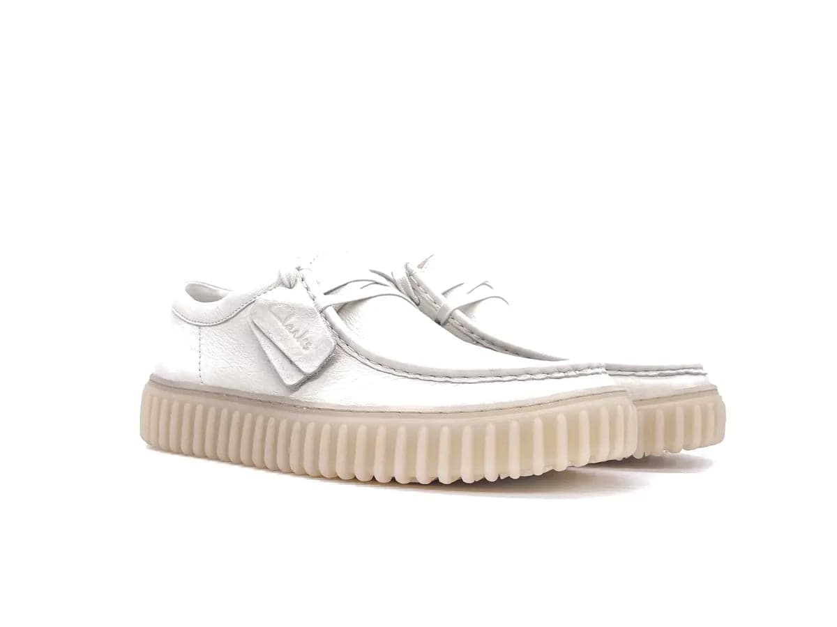 CLARKS TORHILL LO Stringata uomo in pelle bianca