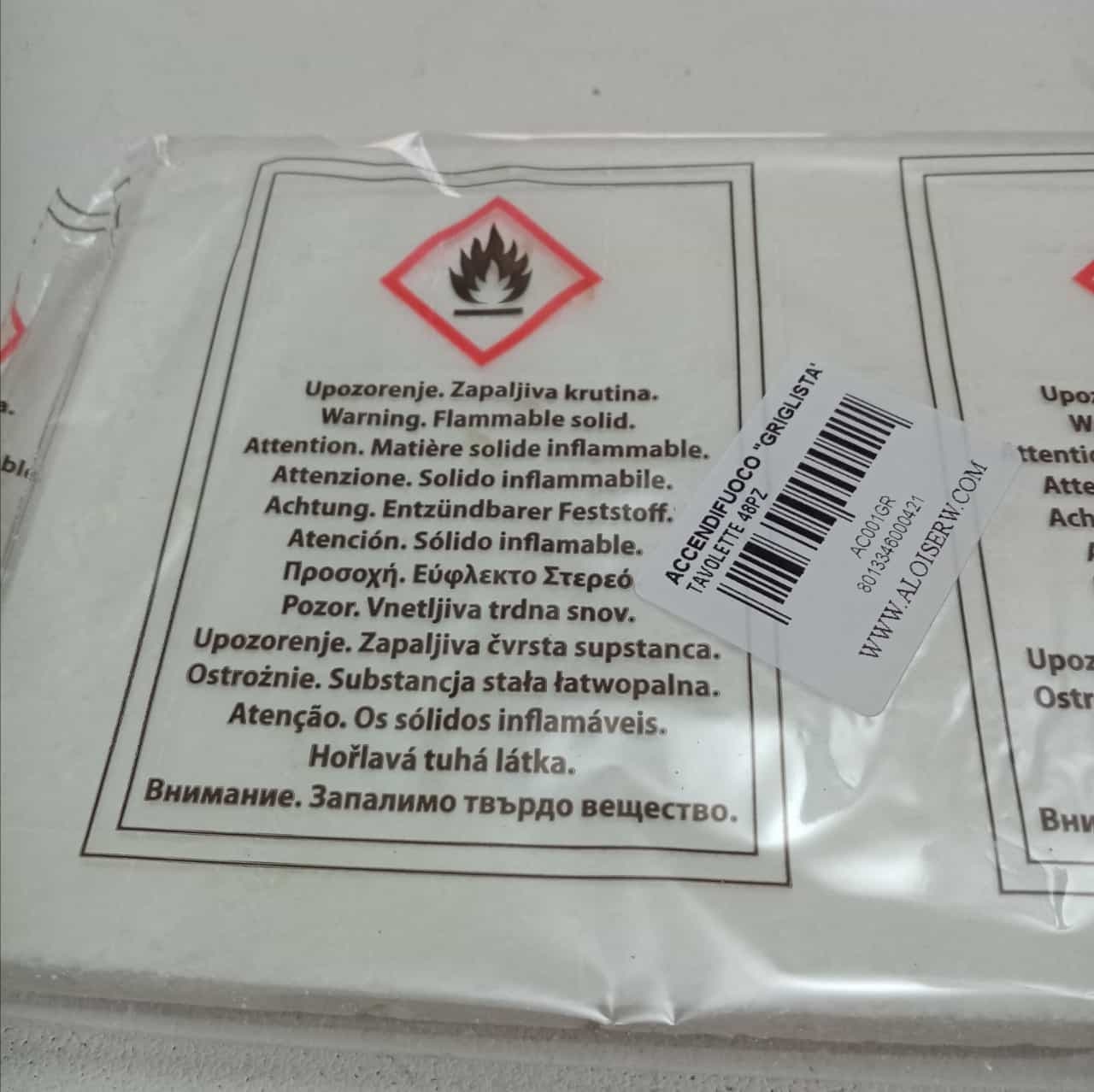 Accendifuoco GRIGLISTA per caminetti barbecue stufe fuochi per legna carbone - 48 cubetti in Accendini per carbonella Aloiserw.com - Altomonte, commercioVirtuoso.it