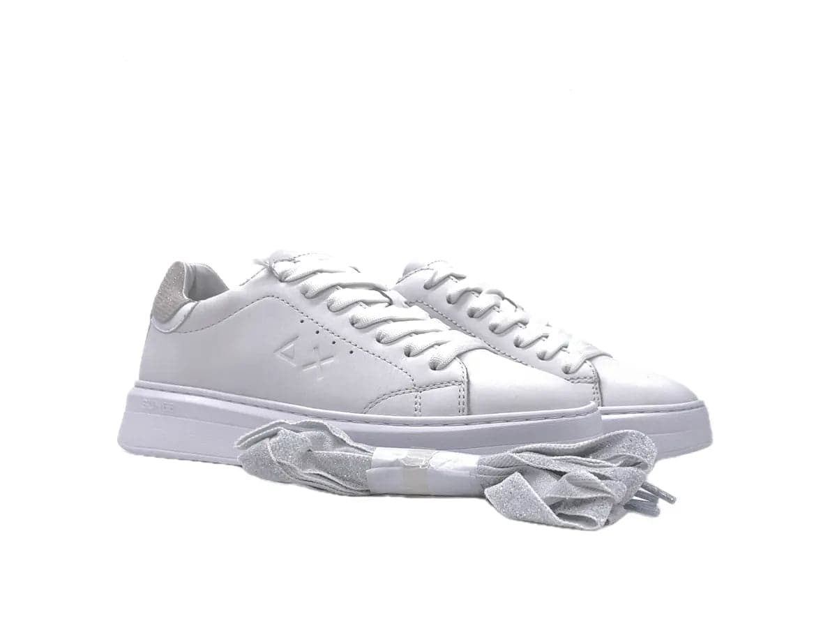 SUN68 GRACE LEATHER Sneaker donna in pelle bianca con dettaglio beige in Sneaker casual Calzature Durello - Agna, commercioVirtuoso.it