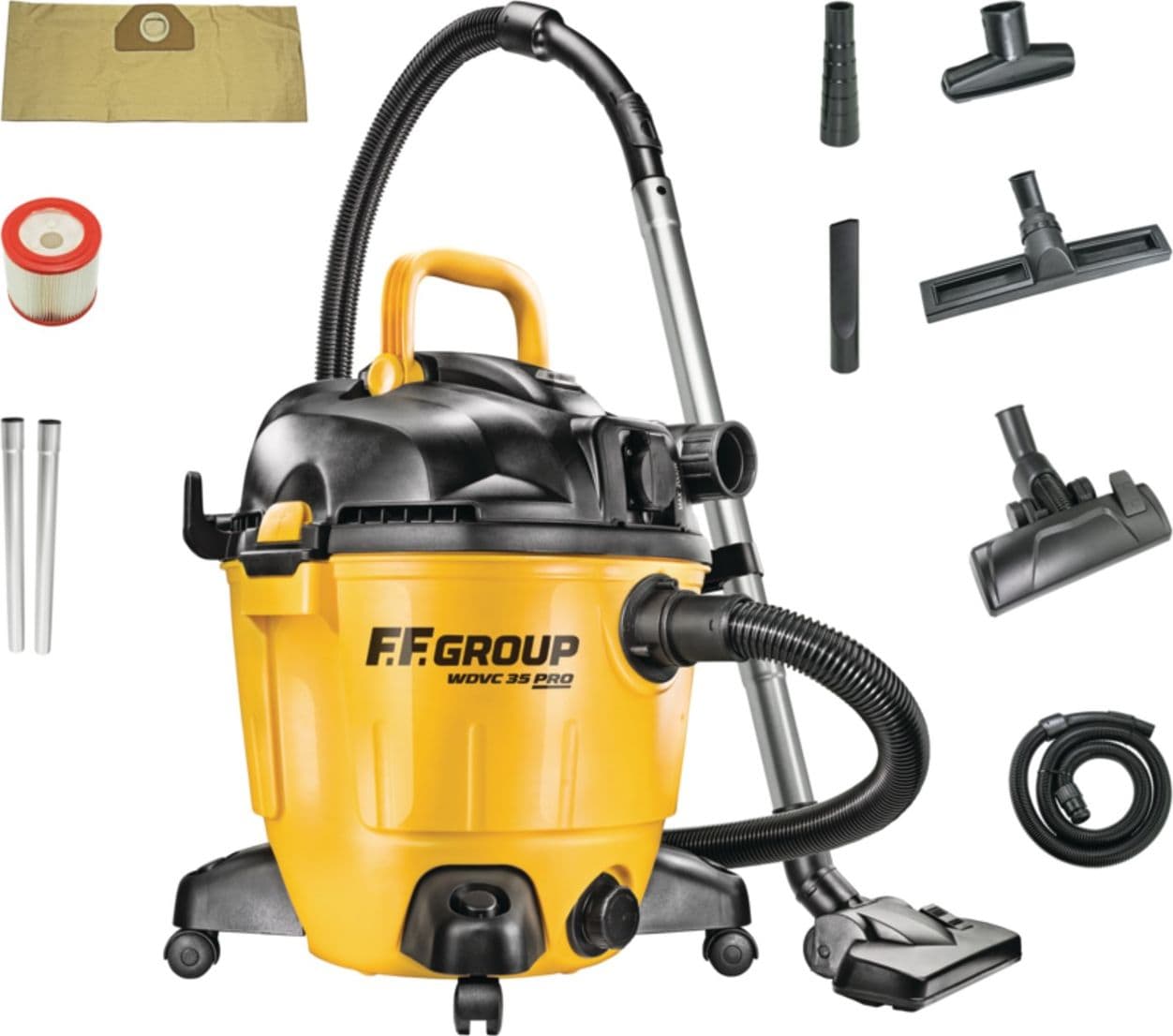 FF Group WDVC 35 PRO aspirapolvere a secco e umido da 1200W  con attacco per elettroutensili - uso professionale in Aspirapolvere a bidone e a traino Aloiserw.com - Altomonte, commercioVirtuoso.it
