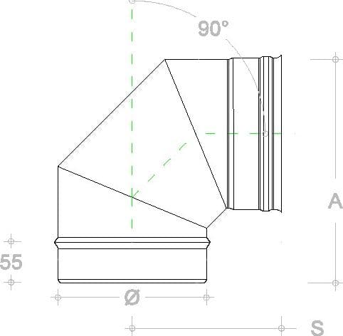 Gomito curva acciaio inox 450mm 5 decimi a 90 gradi AISI 304 in Tubi di scarico Aloiserw.com - Altomonte, commercioVirtuoso.it