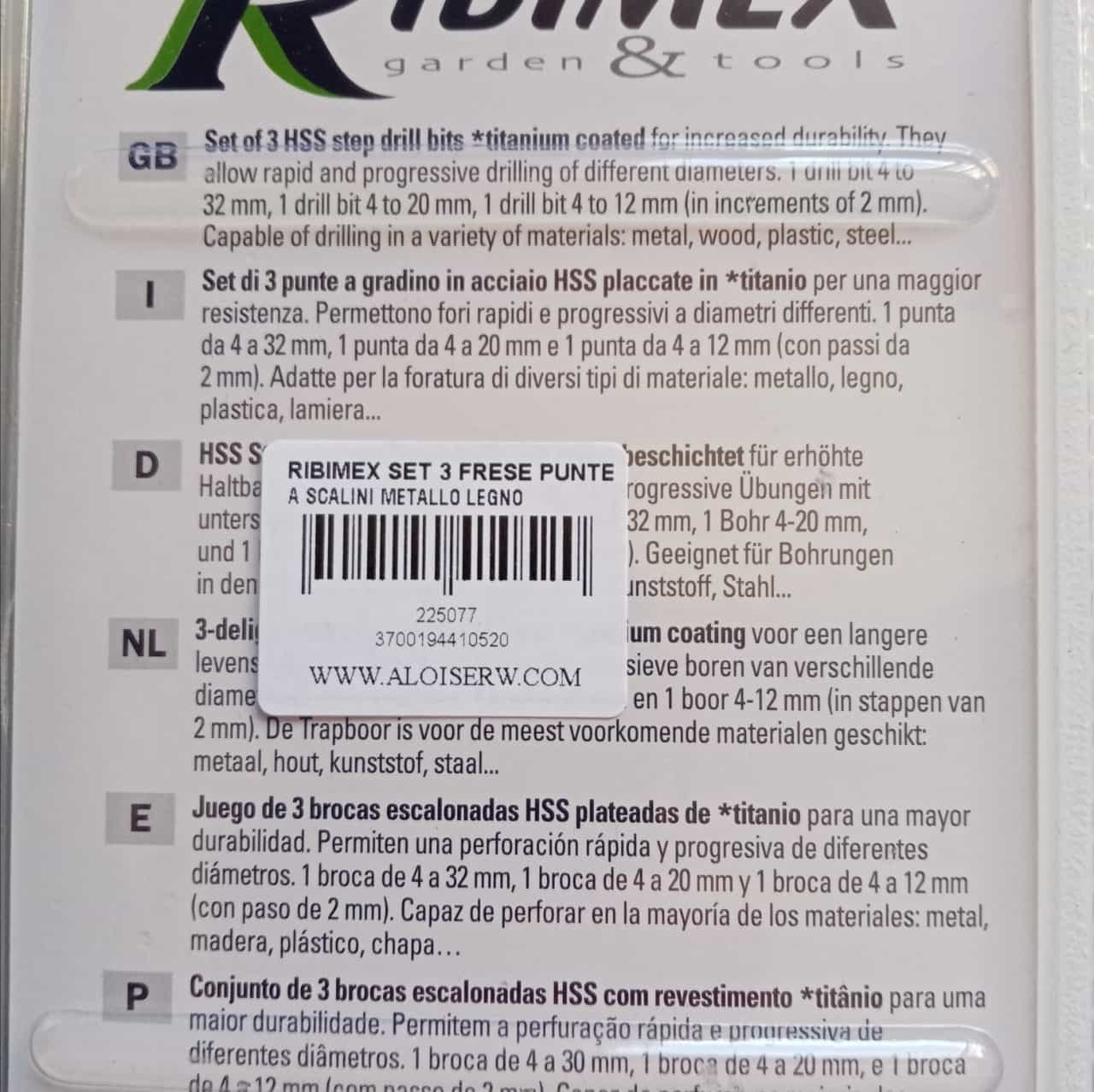 Ribimex set 3 punte frese a scalini HSS per legno acciaio plastica in Punte a gradini Aloiserw.com - Altomonte, commercioVirtuoso.it