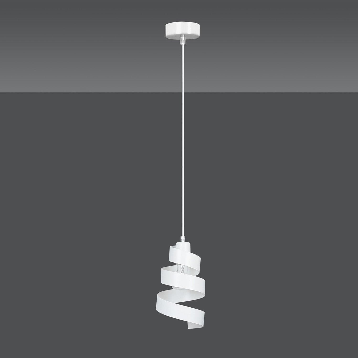 Sospensione Moderna 1 Luce Saga In Acciaio Bianco Con Fasce A Spirale in Lampade a sospensione LuceArt - Montecorvino Pugliano, commercioVirtuoso.it