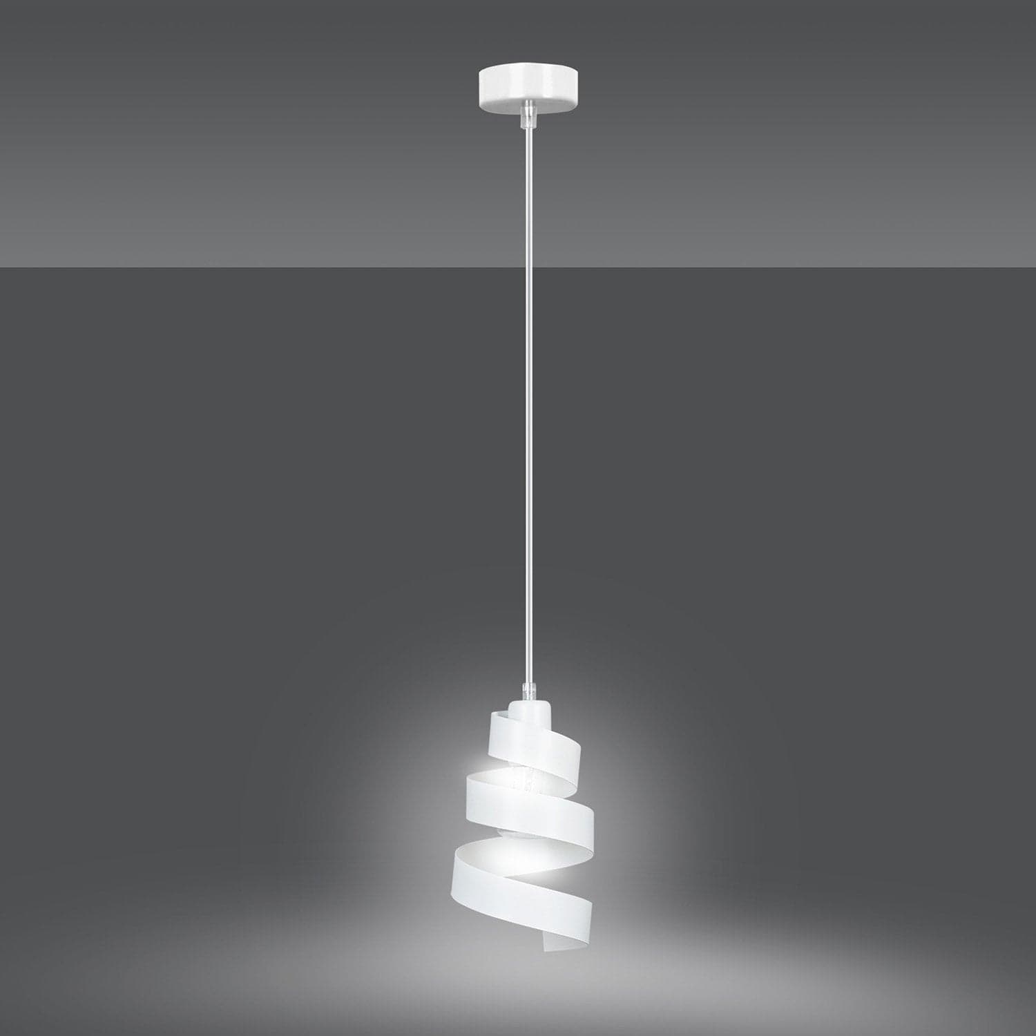Sospensione Moderna 1 Luce Saga In Acciaio Bianco Con Fasce A Spirale in Lampade a sospensione LuceArt - Montecorvino Pugliano, commercioVirtuoso.it