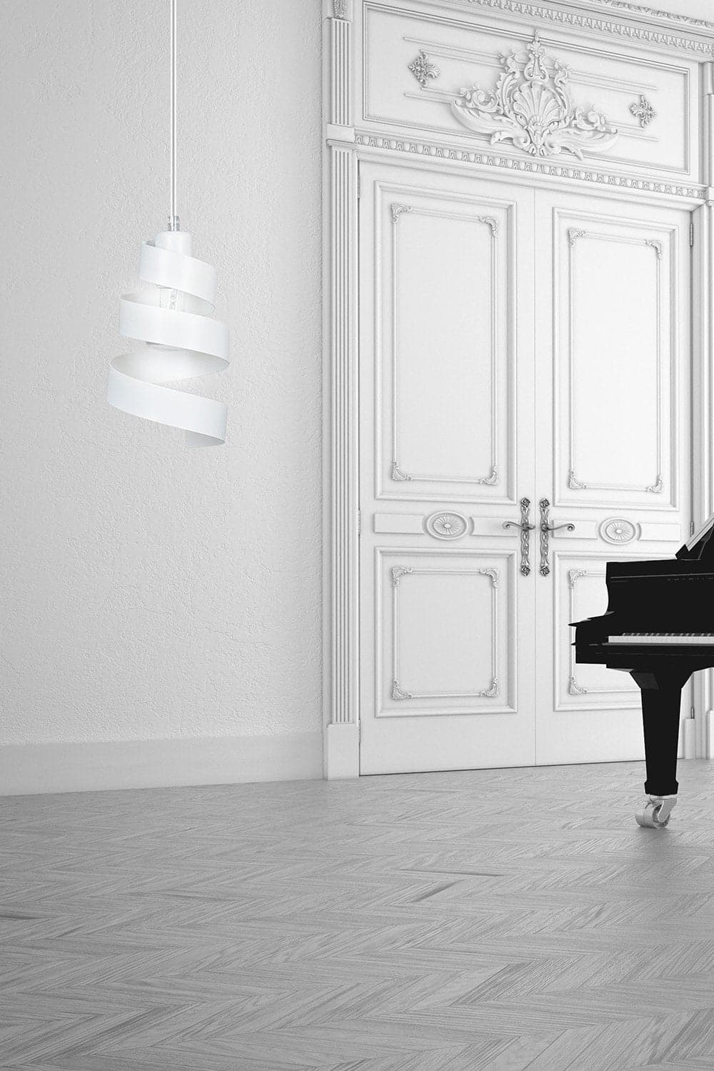 Sospensione Moderna 1 Luce Saga In Acciaio Bianco Con Fasce A Spirale in Lampade a sospensione LuceArt - Montecorvino Pugliano, commercioVirtuoso.it