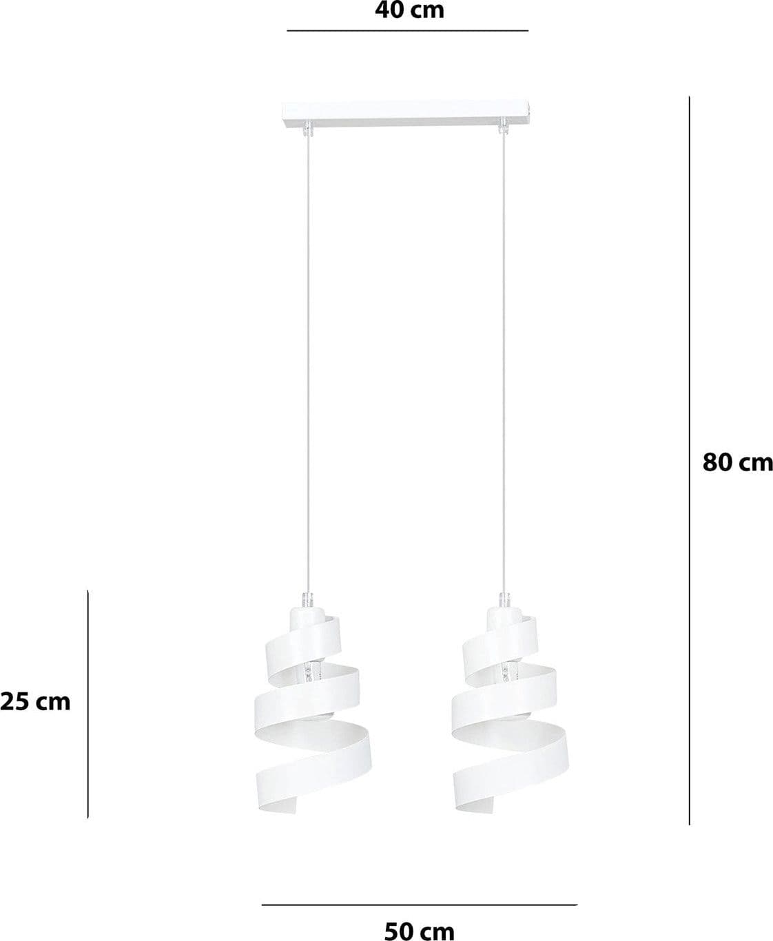 Lampadario Moderno 2 Luci Saga In Acciaio Bianco Con Fasce A Spirale in Lampade a sospensione LuceArt - Montecorvino Pugliano, commercioVirtuoso.it