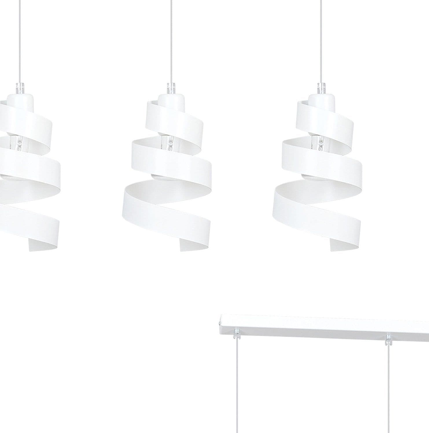 Lampadario Moderno 3 Luci Saga In Acciaio Bianco Con Fasce A Spirale in Lampade a sospensione LuceArt - Montecorvino Pugliano, commercioVirtuoso.it