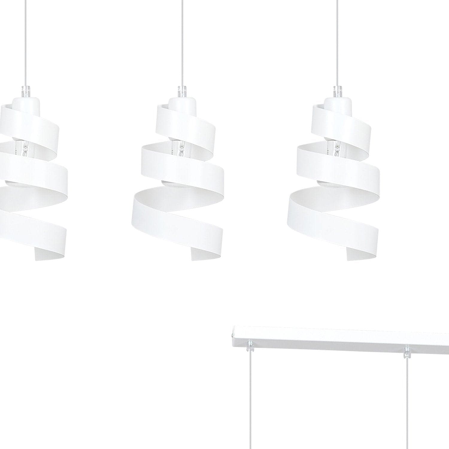 Lampadario Moderno 3 Luci Saga In Acciaio Bianco Con Fasce A Spirale in Lampade a sospensione LuceArt - Montecorvino Pugliano, commercioVirtuoso.it
