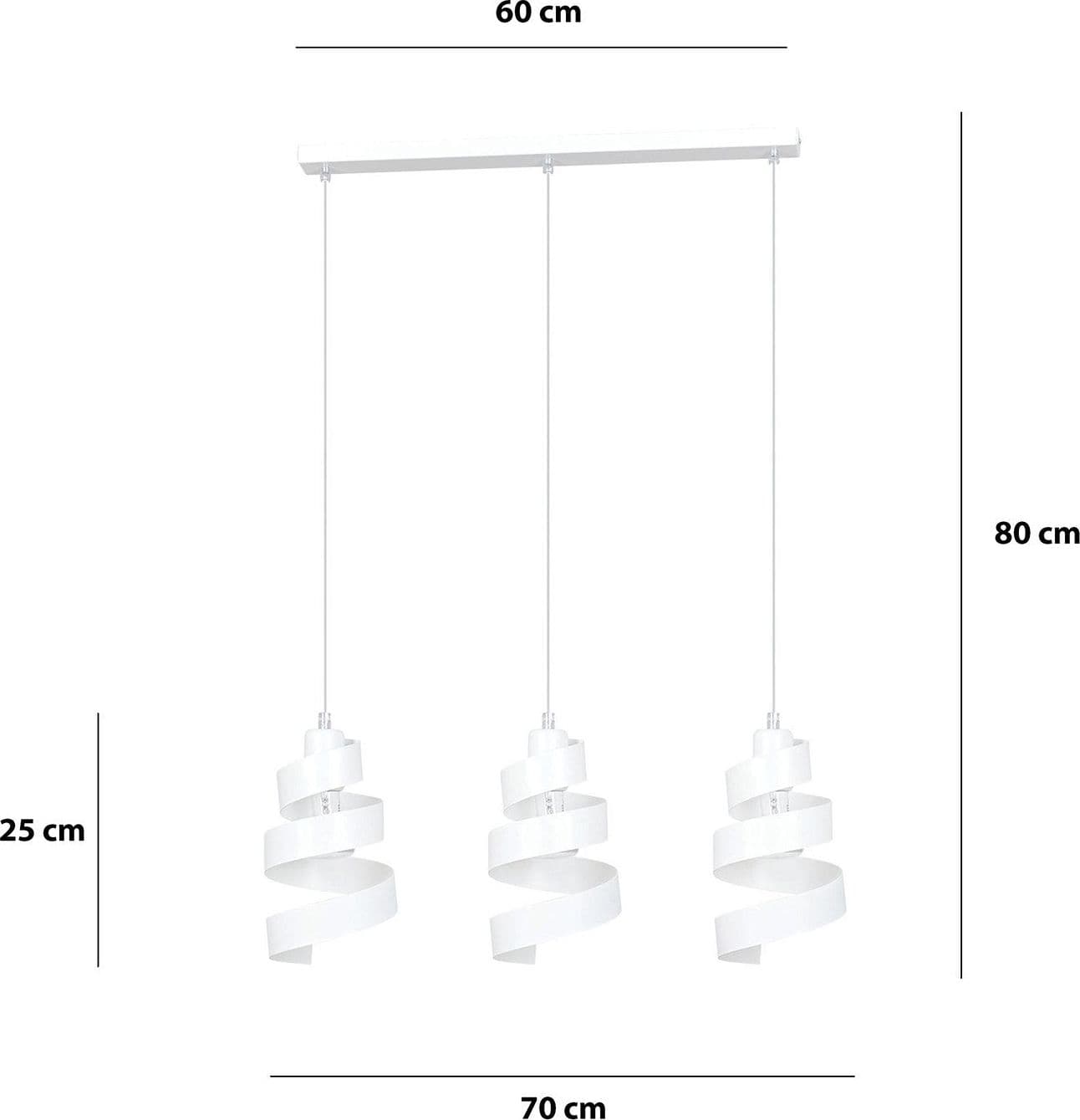 Lampadario Moderno 3 Luci Saga In Acciaio Bianco Con Fasce A Spirale in Lampade a sospensione LuceArt - Montecorvino Pugliano, commercioVirtuoso.it
