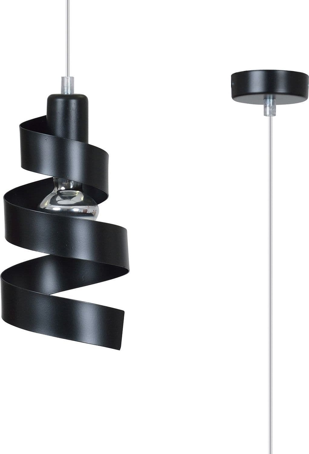 Sospensione Moderna 1 Luce Saga In Acciaio Nero Con Fasce A Spirale in Lampade a sospensione LuceArt - Montecorvino Pugliano, commercioVirtuoso.it