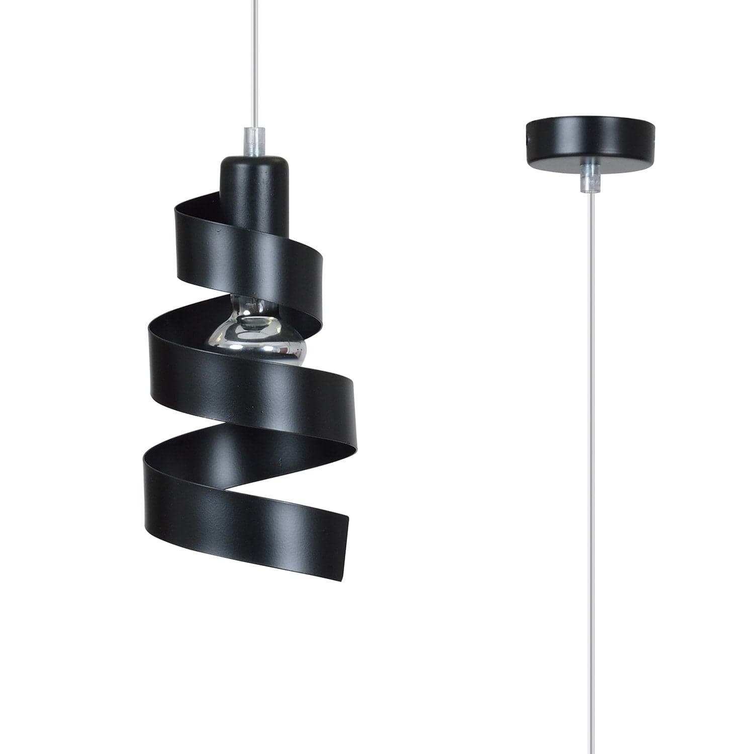 Sospensione Moderna 1 Luce Saga In Acciaio Nero Con Fasce A Spirale in Lampade a sospensione LuceArt - Montecorvino Pugliano, commercioVirtuoso.it