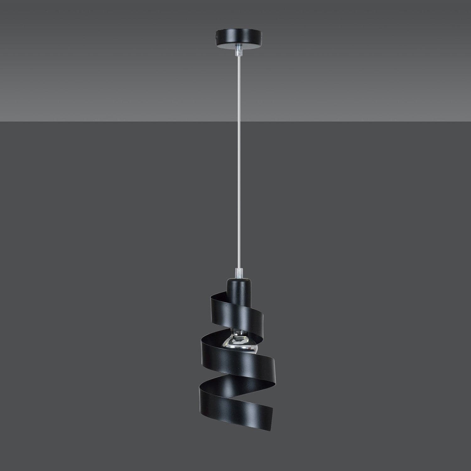 Sospensione Moderna 1 Luce Saga In Acciaio Nero Con Fasce A Spirale in Lampade a sospensione LuceArt - Montecorvino Pugliano, commercioVirtuoso.it