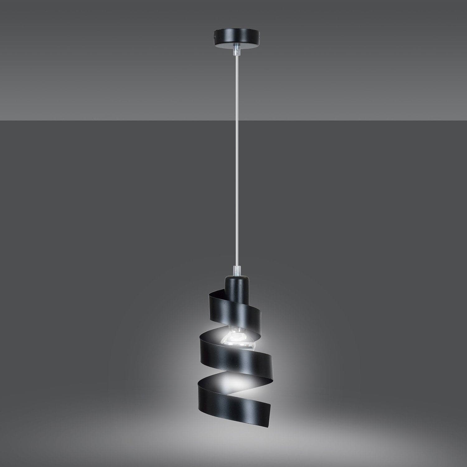 Sospensione Moderna 1 Luce Saga In Acciaio Nero Con Fasce A Spirale in Lampade a sospensione LuceArt - Montecorvino Pugliano, commercioVirtuoso.it