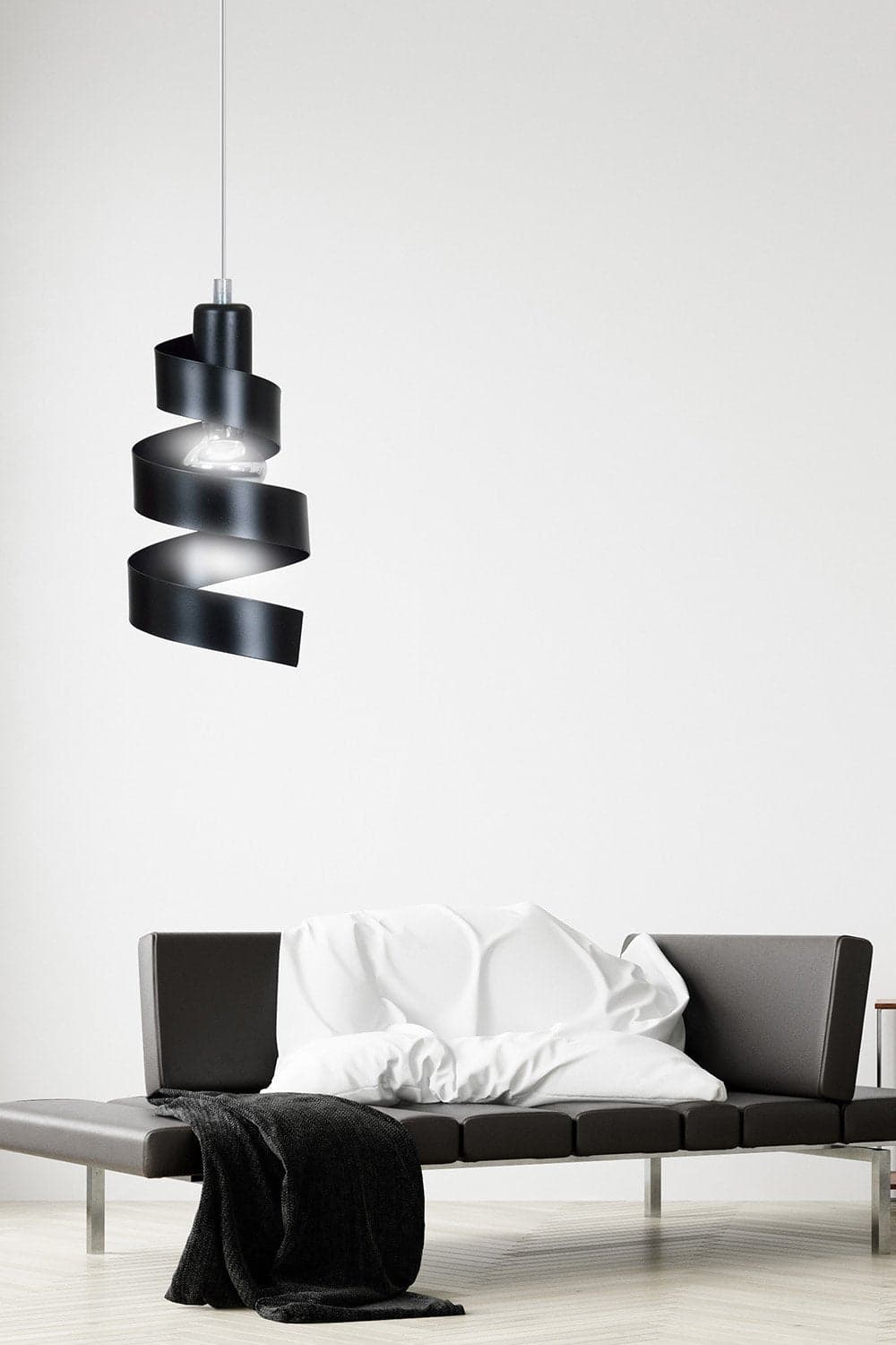 Sospensione Moderna 1 Luce Saga In Acciaio Nero Con Fasce A Spirale in Lampade a sospensione LuceArt - Montecorvino Pugliano, commercioVirtuoso.it