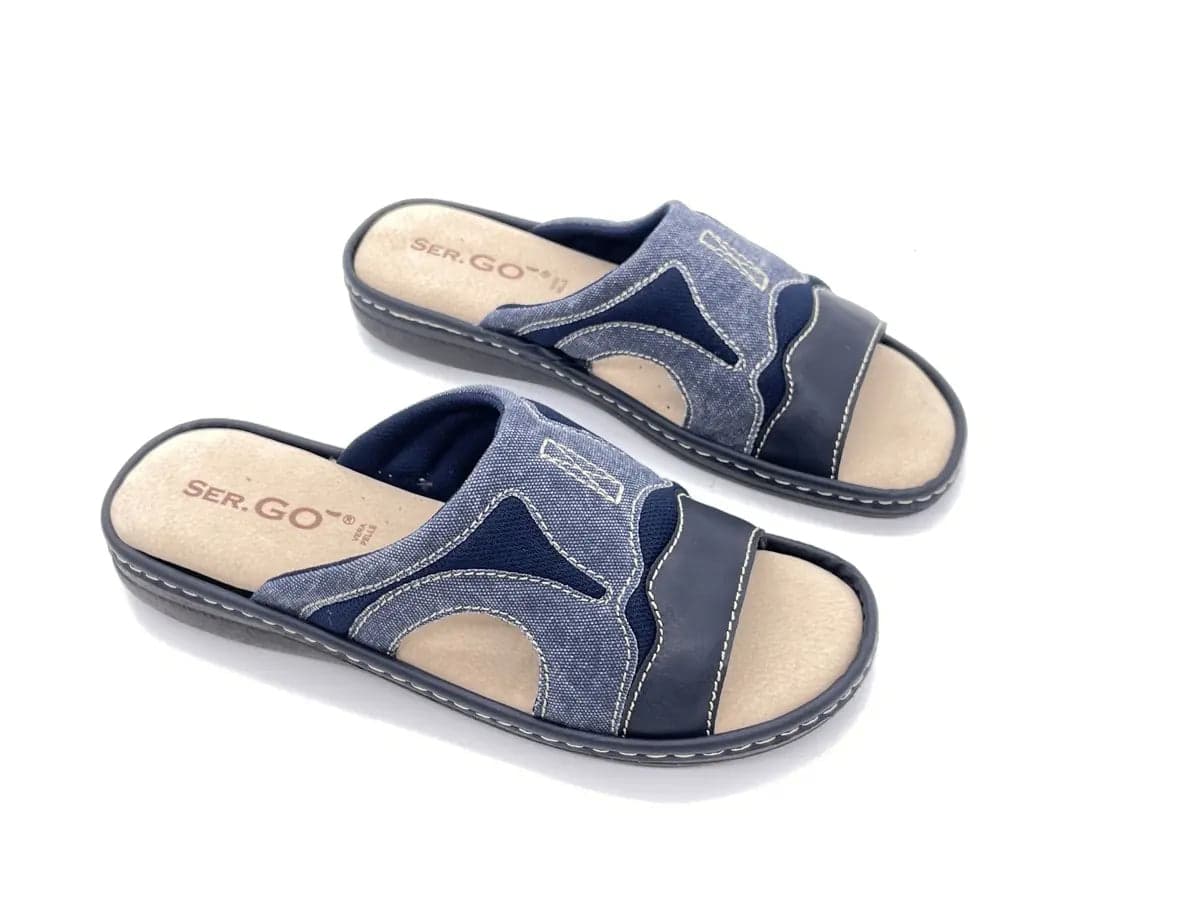 SERGO Ciabatte aperte in pelle da uomo blu in Infradito Calzature Durello - Agna, commercioVirtuoso.it