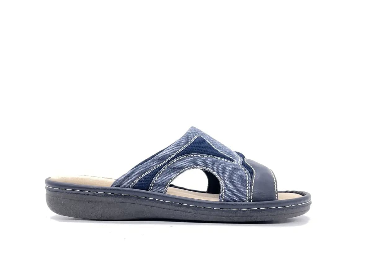 SERGO Ciabatte aperte in pelle da uomo blu in Infradito Calzature Durello - Agna, commercioVirtuoso.it