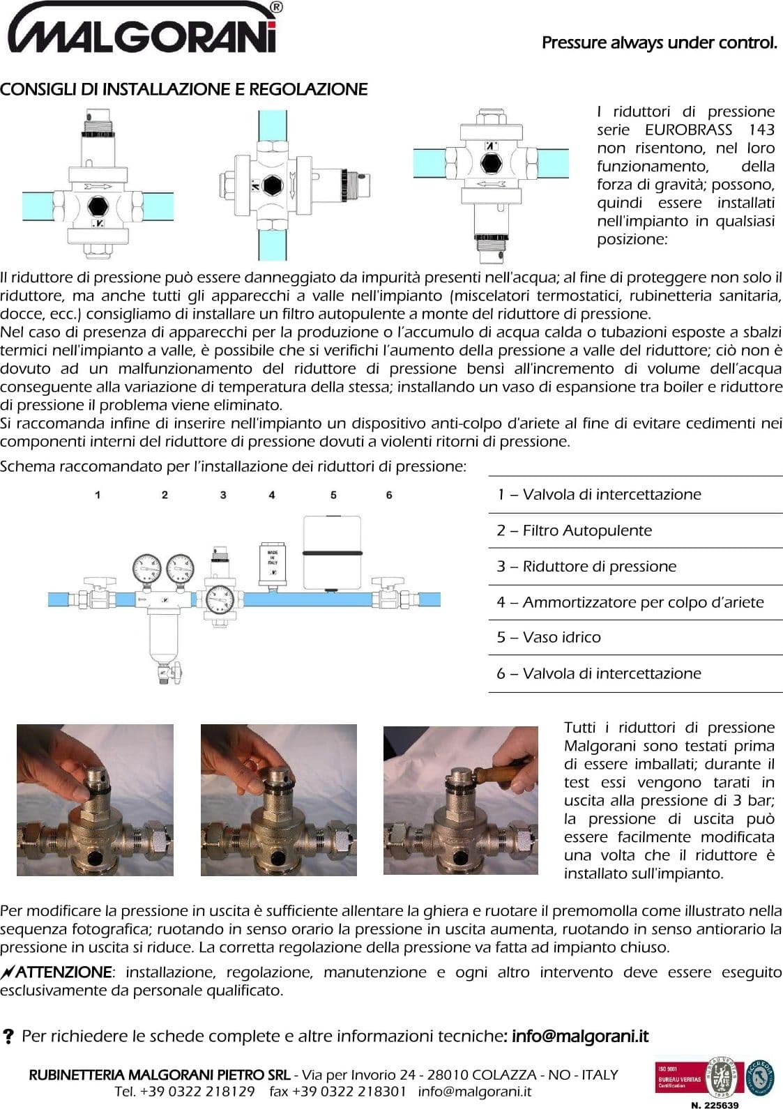Malgorani 1/2" PN 25 riduttore di pressione per acqua e aria da - senza bocchettoni in Regolatori di pressione Aloiserw.com - Altomonte, commercioVirtuoso.it