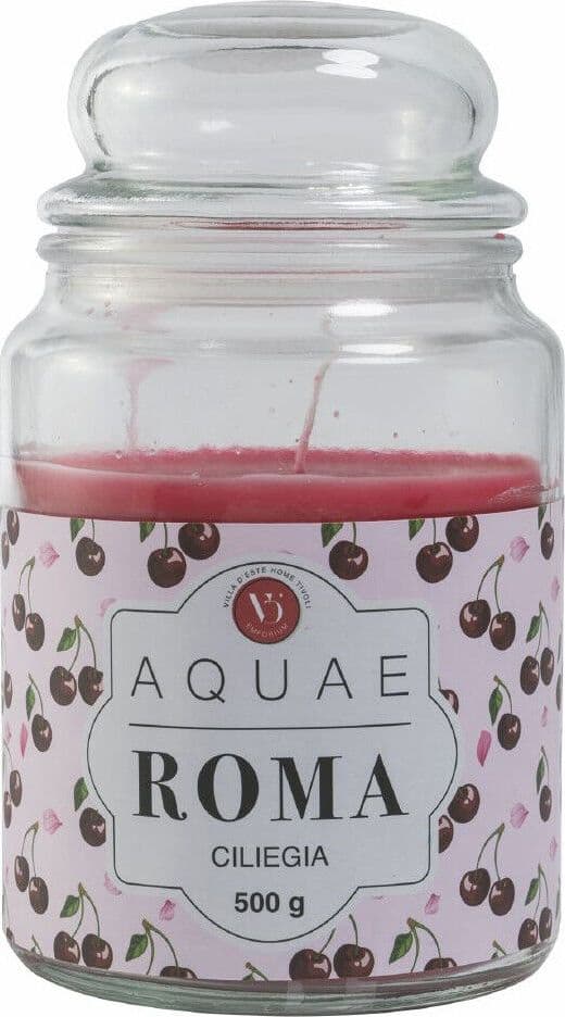 Candela in cera giara in vetro Ciliegia 500gr Aquae Roma
