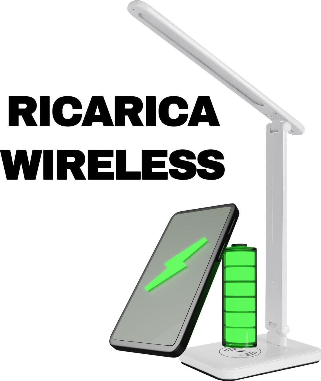 Alca Power Vera lampada da tavolo 5W 250lm con caricatore wireless per smartphone in Lampade da tavolo e abat-jour Aloiserw.com - Altomonte, commercioVirtuoso.it