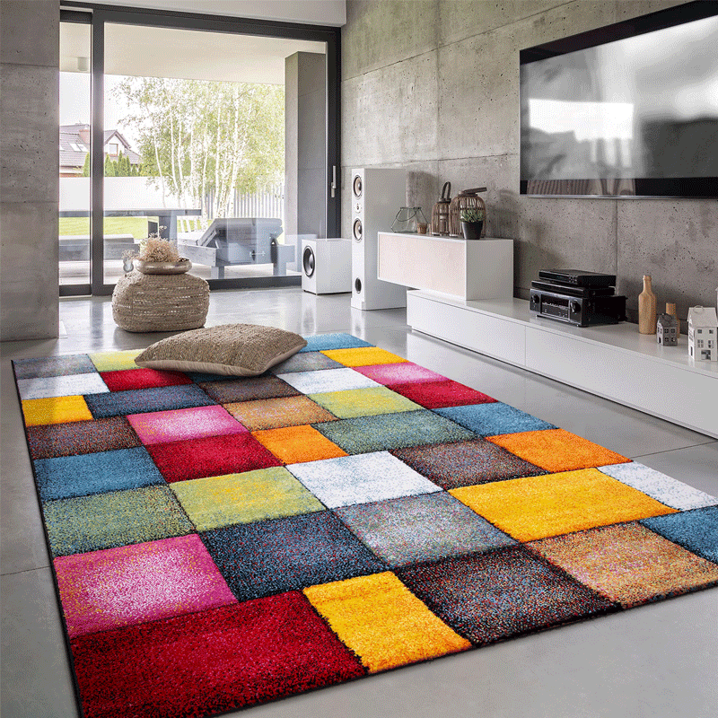 Tappeto arredo moderno a pelo corto Scacchi colorati in Tappeti Collezione Casa - Trebisacce, commercioVirtuoso.it