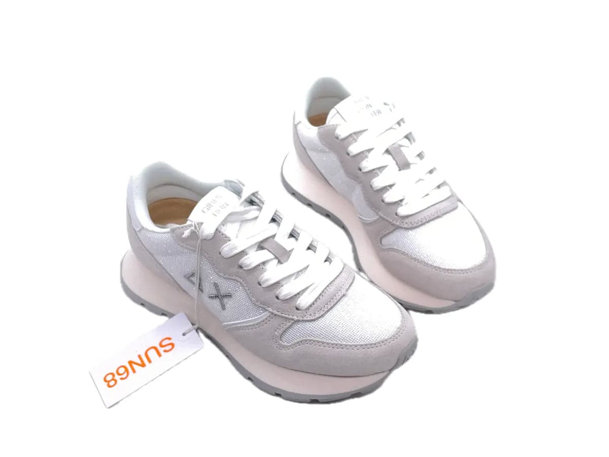 SUN 68 ALLY GLITTER TEXTILE Sneakers donna bianche glitter in Sneaker casual Calzature Durello - Agna, commercioVirtuoso.it