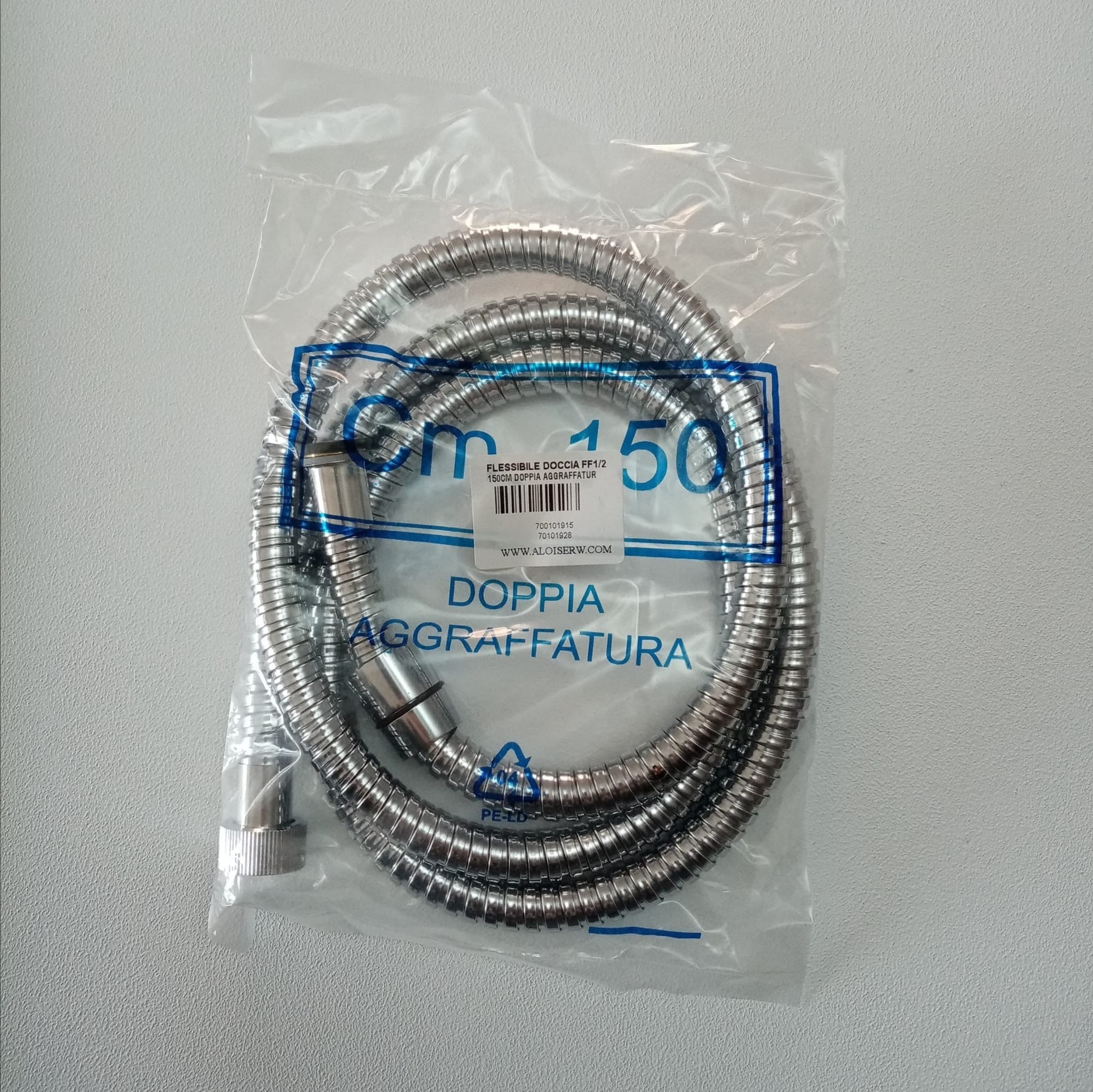 Tubo flessibile cromato da 1/2" da 200cm per soffione doccia e vasca in Flessibili doccia Aloiserw.com - Altomonte, commercioVirtuoso.it