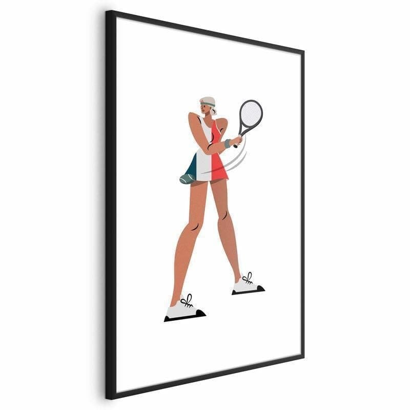 Poster - Tennis Player with a Racket on a White Background - Illustration in Poster e stampe Collezione Casa - Trebisacce, commercioVirtuoso.it