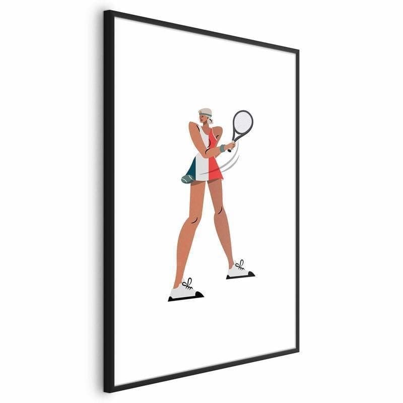 Poster - Tennis Player with a Racket on a White Background - Illustration in Poster e stampe Collezione Casa - Trebisacce, commercioVirtuoso.it
