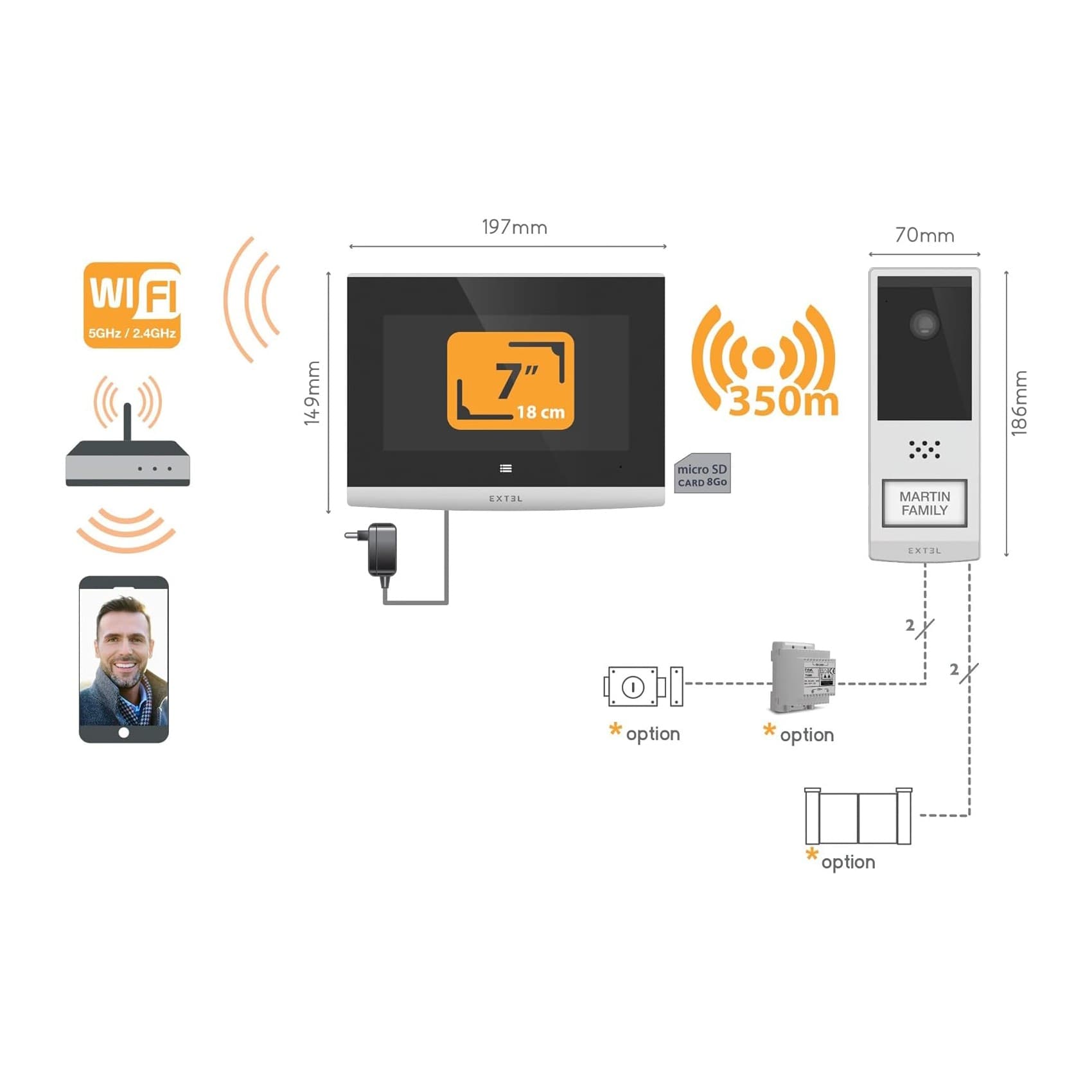 Avidsen Wave 2 videocitofono senza fili wireless con schermo da 7" portata 350 metri in Video Campanelli Aloiserw.com - Altomonte, commercioVirtuoso.it