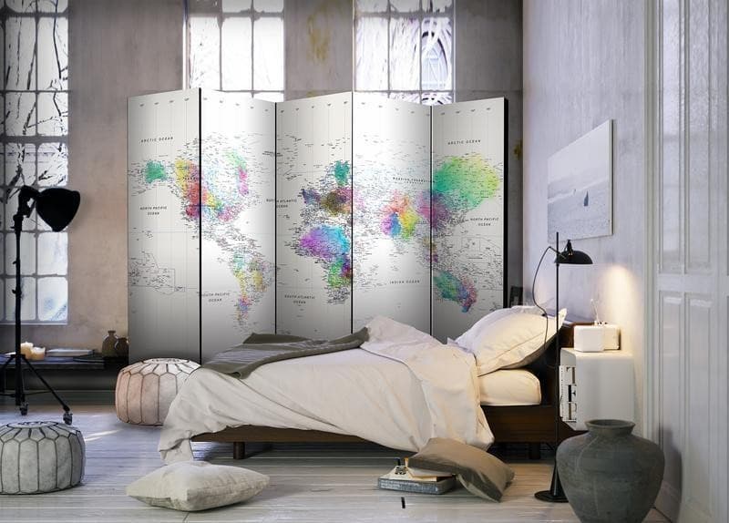 Paravento Room divider – Whitecolorful world map in Paraventi Collezione Casa - Trebisacce, commercioVirtuoso.it