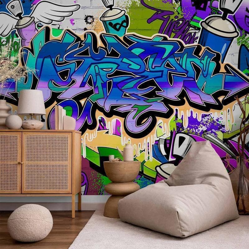 Fotomurale Graffiti: motivo viola in Carta da parati Collezione Casa - Trebisacce, commercioVirtuoso.it