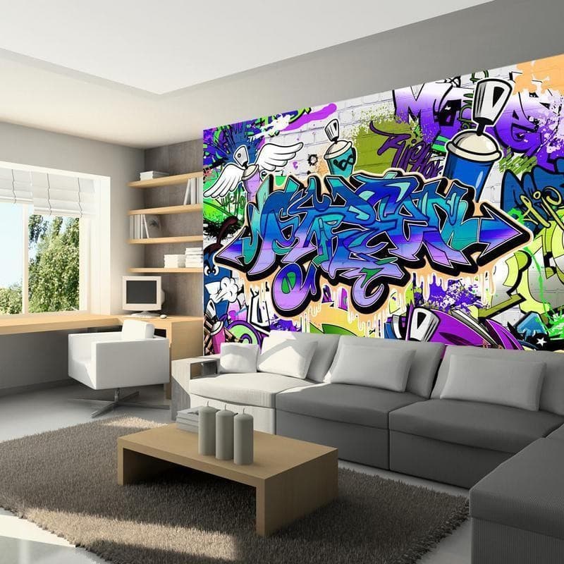 Fotomurale Graffiti: motivo viola in Carta da parati Collezione Casa - Trebisacce, commercioVirtuoso.it