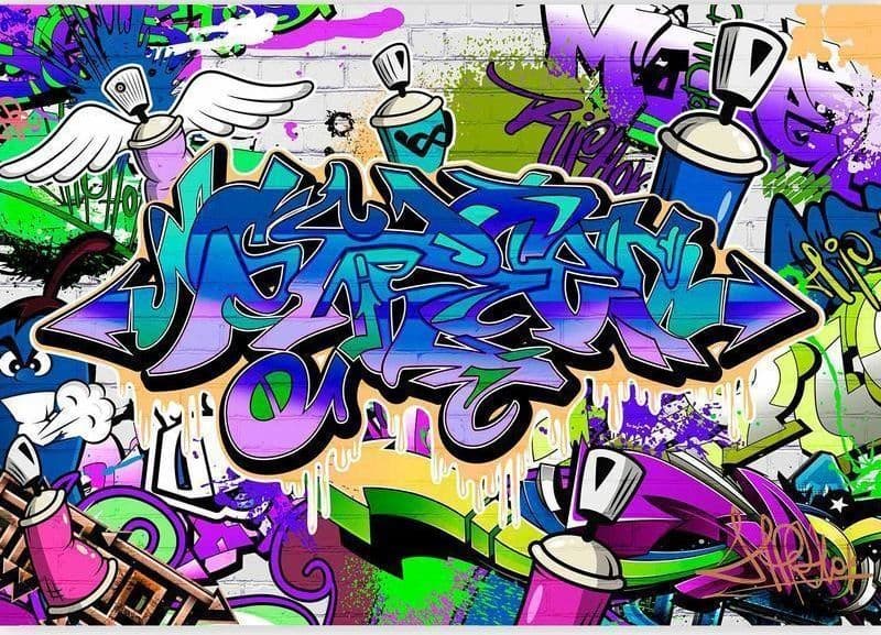 Fotomurale Graffiti: motivo viola in Carta da parati Collezione Casa - Trebisacce, commercioVirtuoso.it