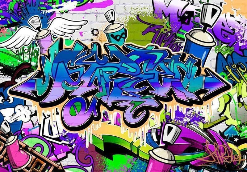 Fotomurale Graffiti: motivo viola in Carta da parati Collezione Casa - Trebisacce, commercioVirtuoso.it