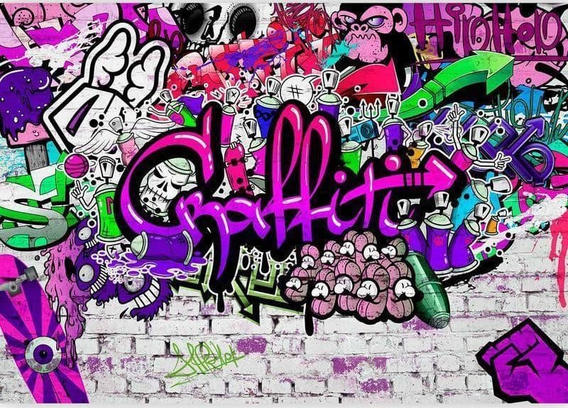 Fotomurale Purple Graffiti in Carta da parati Collezione Casa - Trebisacce, commercioVirtuoso.it