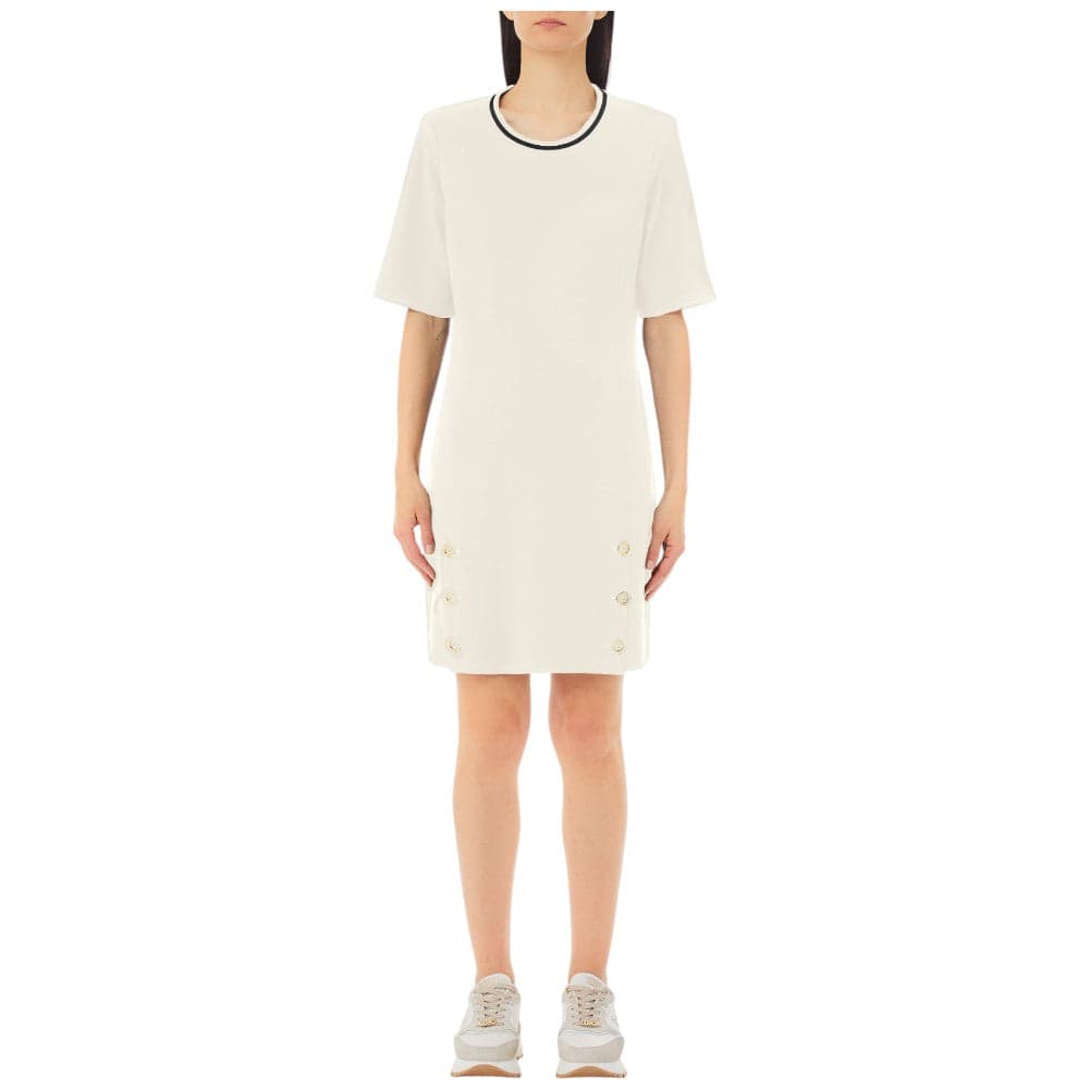 Liu Jo abito corto bianco in jersey con bottoniTA5292JS182