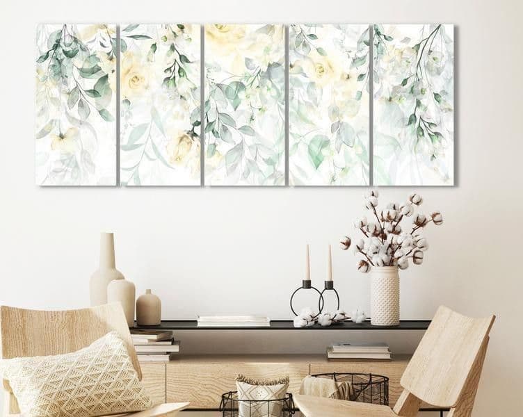 Quadro Waterfall of Roses (5 Parts) Narrow Second Variant in Poster e stampe Collezione Casa - Trebisacce, commercioVirtuoso.it