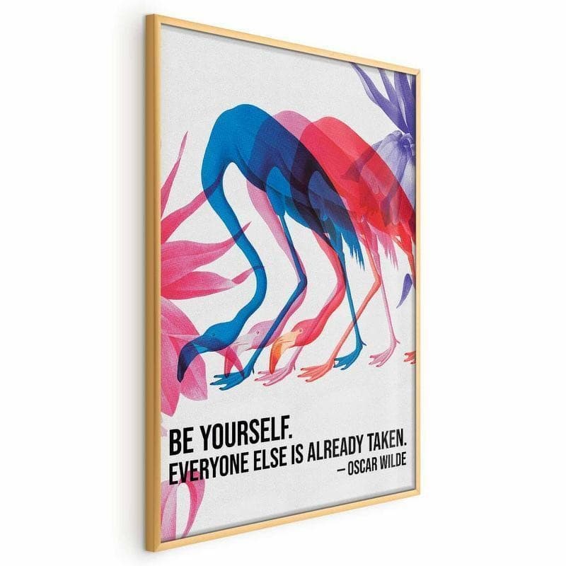 Poster - Colorful Repetition - three flamingo silhouettes with an inspiring quote in Poster e stampe Collezione Casa - Trebisacce, commercioVirtuoso.it