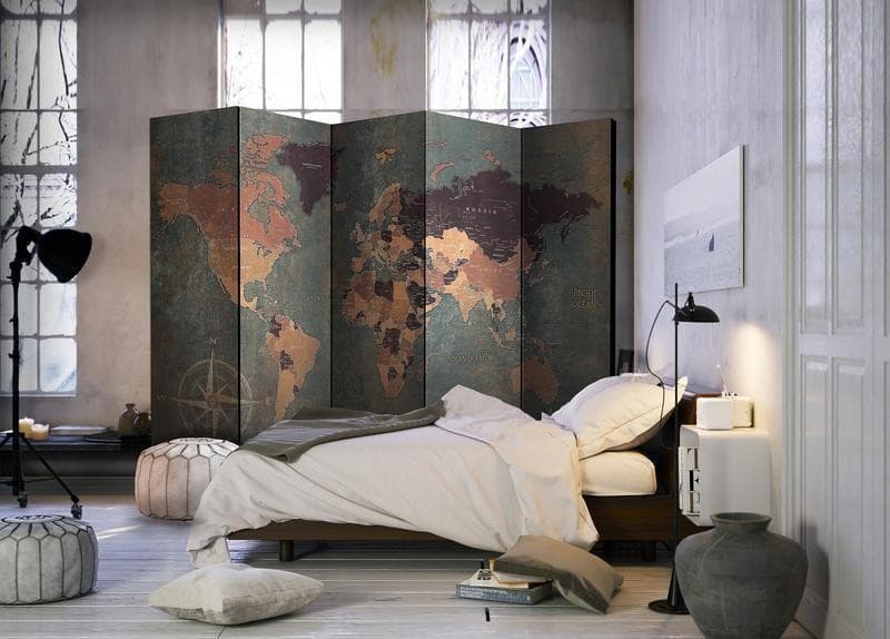 Paravento Room divider – Map in browns and greys in Paraventi Collezione Casa - Trebisacce, commercioVirtuoso.it