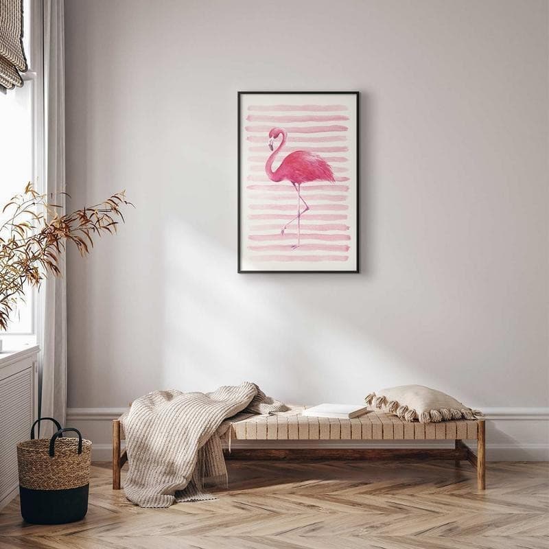 Poster - Flamingo and Stripes in Poster e stampe Collezione Casa - Trebisacce, commercioVirtuoso.it