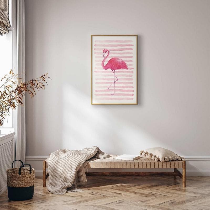 Poster - Flamingo and Stripes in Poster e stampe Collezione Casa - Trebisacce, commercioVirtuoso.it