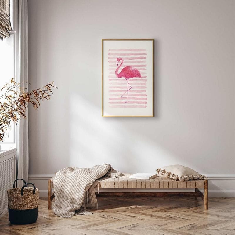 Poster - Flamingo and Stripes in Poster e stampe Collezione Casa - Trebisacce, commercioVirtuoso.it